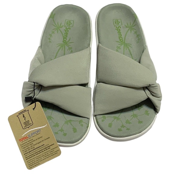 Spenco Orthotic Sandals Slides Brianna Sage Green Women's Sz 8 Arch Support NWT - Picture 2 of 10